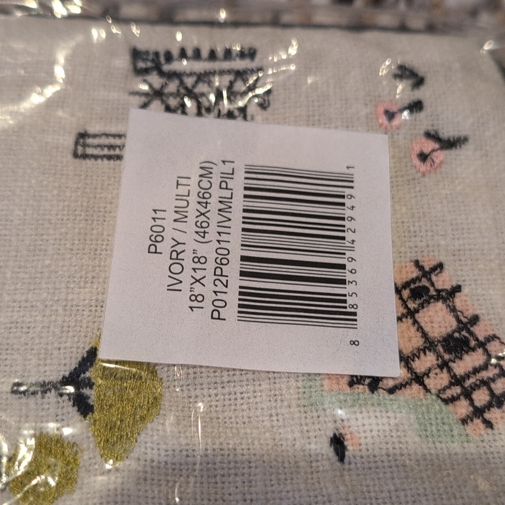 NWT Rifle Paper Throw Pillow Wanderlust Landmark Loloi Pillow 18x18 Embroidered - Picture 2 of 4